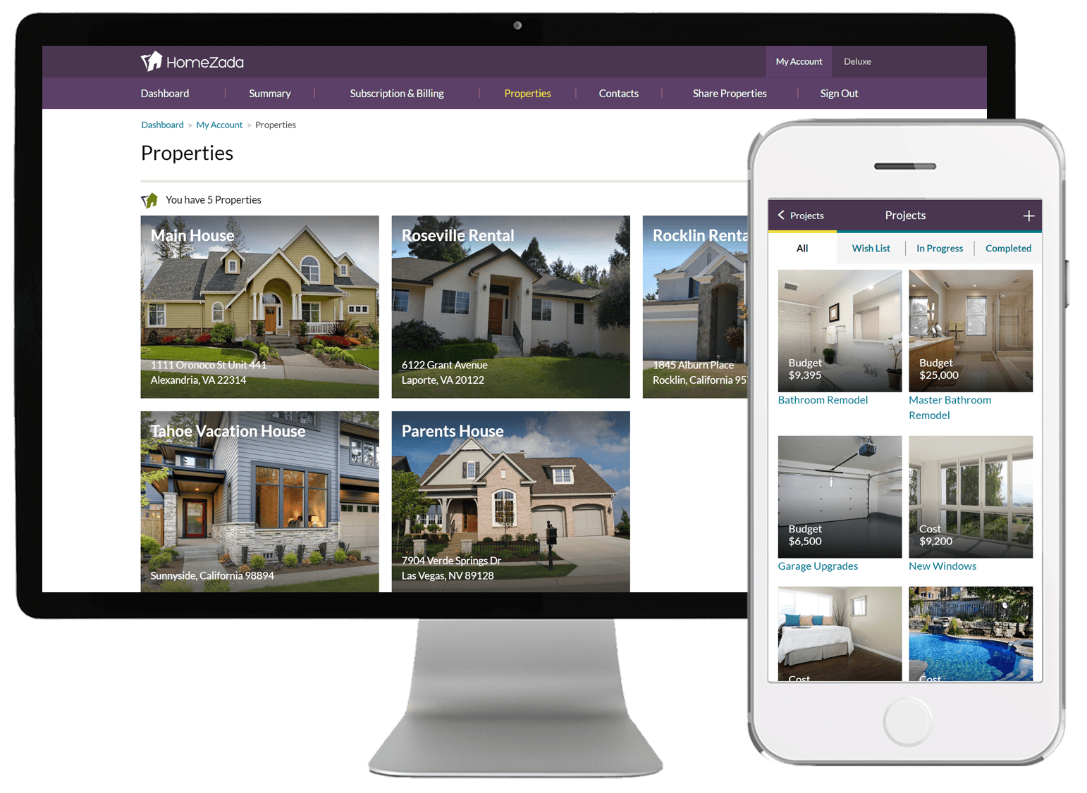 HomeZada multiple vacation properties