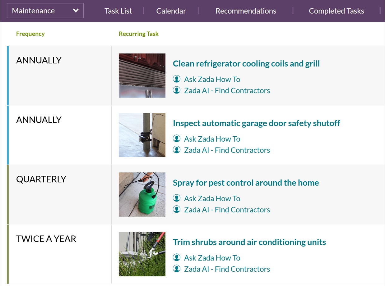 Home maintenance plan created automatically