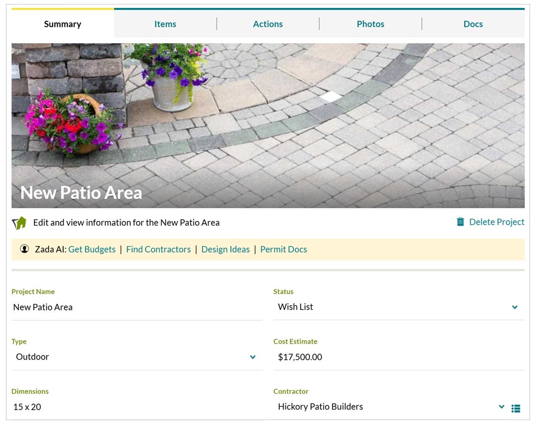 Organize remodel tasks, receipts, bids, and project documents