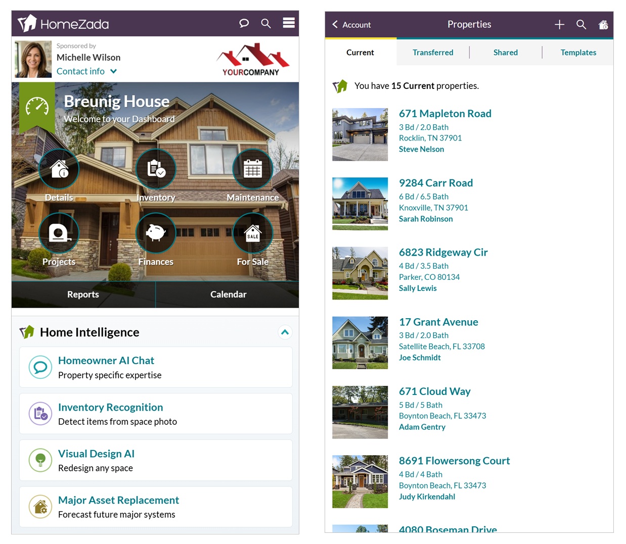 HomeZada Pro keeps real estate agent branding visible to homeowners
