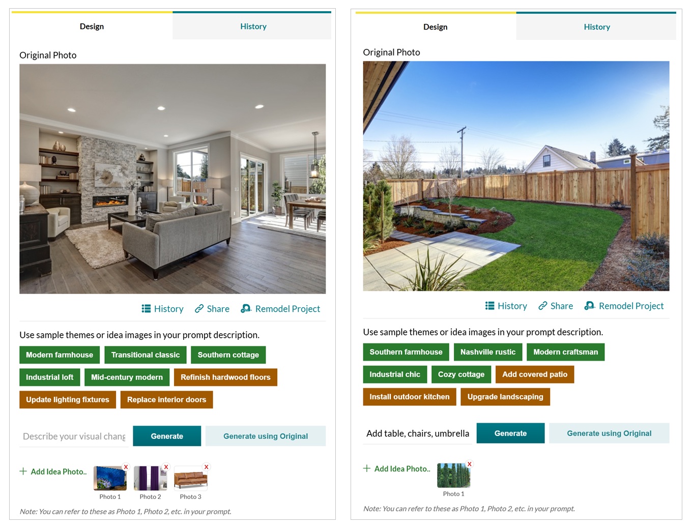 Customize redesign prompts for specific room features