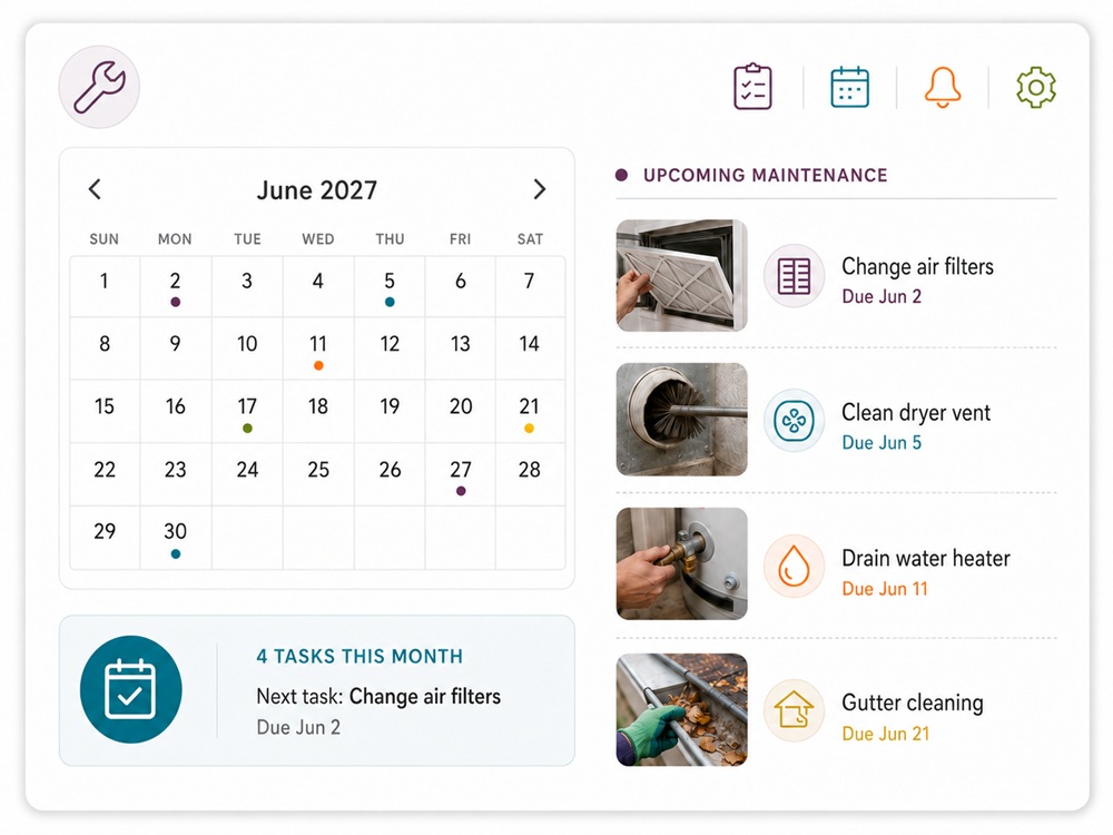 Home maintenance reminders and checklist tools