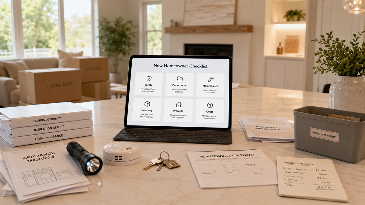 New homeowners organizing their home after moving in