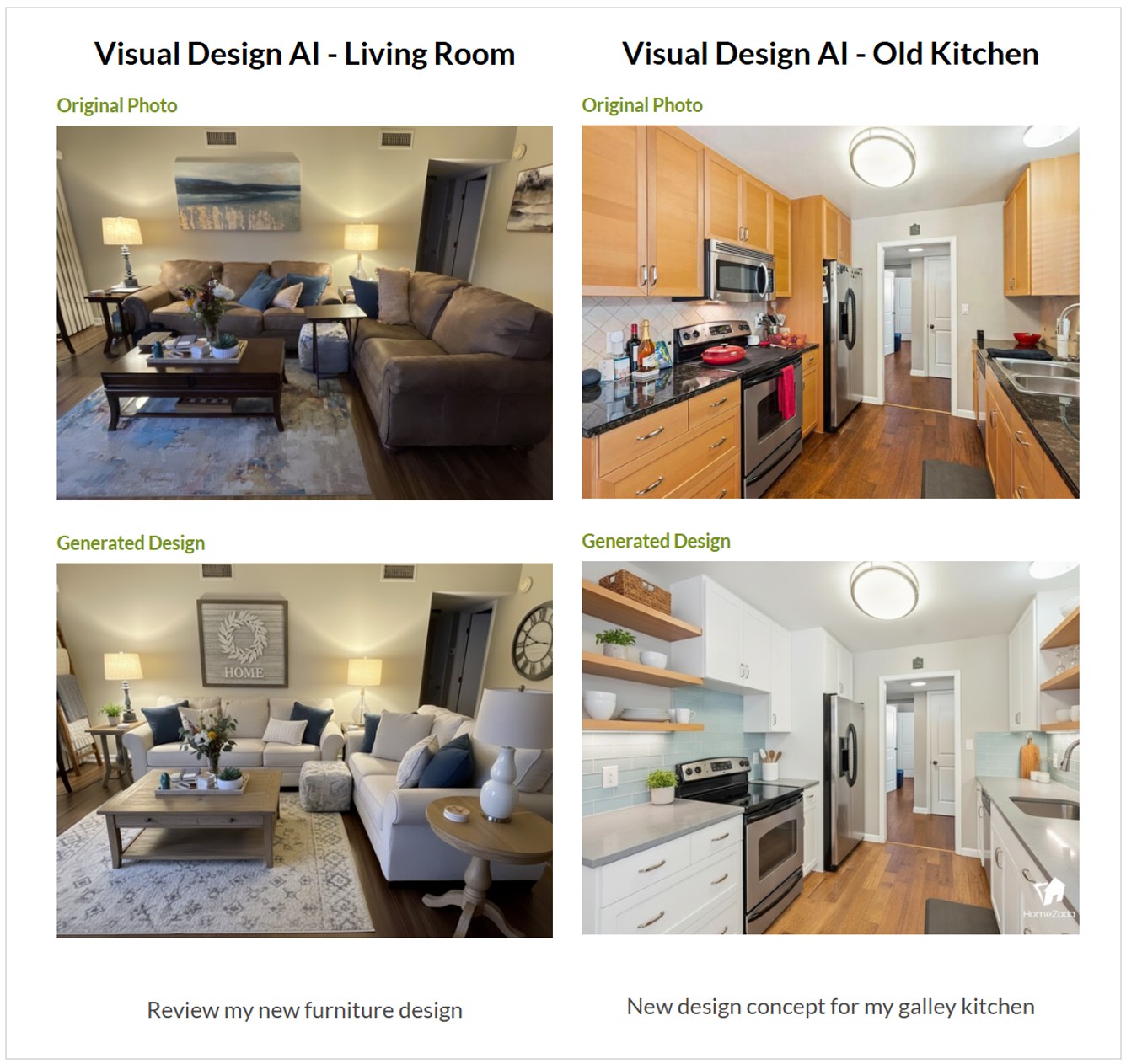 Share Visual Design AI images - before and after kitchen remodel
